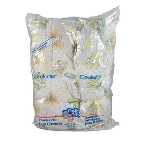 Vintage New Old Stock NOS 1980s 90s Crib Quilt Comforter Blanket Unisex Animals